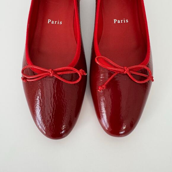 Christian Louboutin Sweetie Jane Flat Ballet Shoes Patent Leather Loubi Red 37.5 - Picture 6 of 14